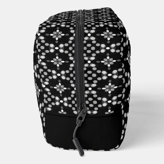 Abstraktes monochromes Bokeh-Dots-Muster Waschbeutel (Rechts)