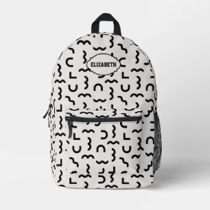 Abstraktes monochromes Muster mit Name Bedruckter Rucksack