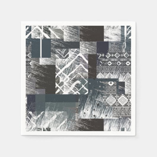 Abstraktes monochromes Patchwork Serviette (Vorderseite)