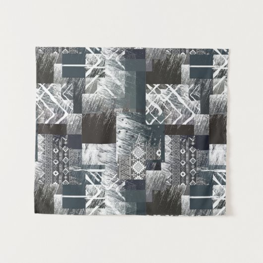 Abstraktes monochromes Patchwork Wandteppich (Vorderseite (Horizontal))