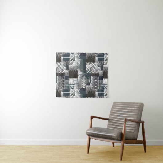 Abstraktes monochromes Patchwork Wandteppich (Beispiel (Horizontal))