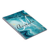 Abstraktes Monogramm aus blauem Marmor Notizblock (Rechte Seite)