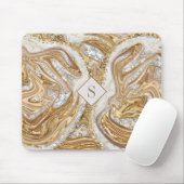Abstraktes Monogramm aus Goldmarmor Mousepad (Mit Mouse)
