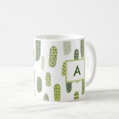 Abstraktes Monogramm aus grüner Pastete Kaffeetasse (VorderseiteRechts)