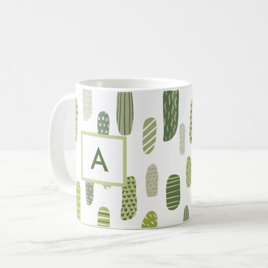 Abstraktes Monogramm aus grüner Pastete Kaffeetasse (Vorderseite Links)