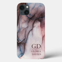 Abstraktes Monogramm aus rosa grauem Marmor Person