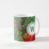 ABSTRAKTES Monogramm, benutzerdefiniertes GRÜN FÜR Kaffeetasse (VorderseiteRechts)