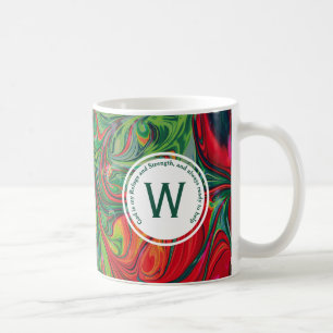 ABSTRAKTES Monogramm, benutzerdefiniertes GRÜN FÜR Kaffeetasse