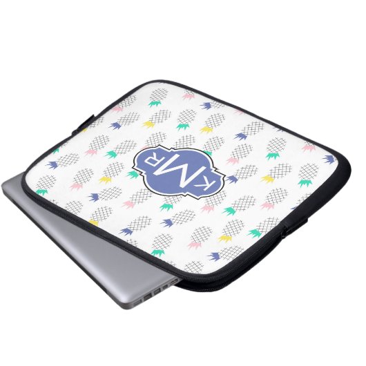 Abstraktes Monogramm der Ananas-| Laptopschutzhülle (Vorne Knopf)