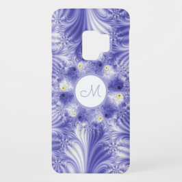 Abstraktes Monogramm Elegantes Silky Blue Fraktal iPhone 16 Hülle