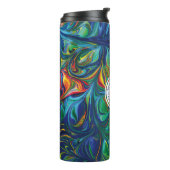 ABSTRAKTES Monogramm FLÜCHTLINGSSTÄRKE Thermosbecher (Nach links gedreht)