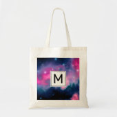 Abstraktes Monogramm für rosa und blaue Galaxie un Tragetasche (Vorne)