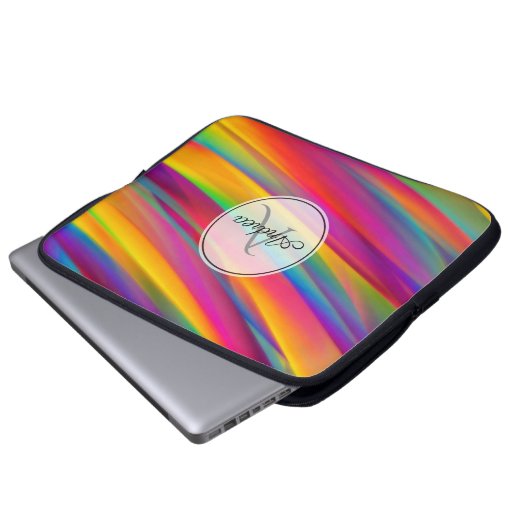 Abstraktes Monogramm Laptopschutzhülle (Vorne Knopf)