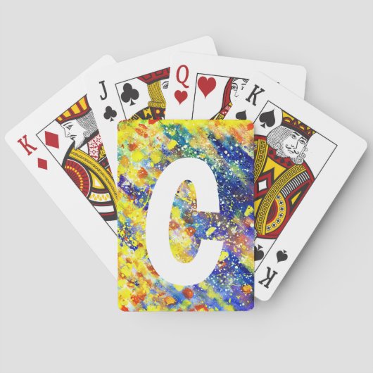 Abstraktes Monogramm mit hellen, fetten Farben Spielkarten (Rückseite)