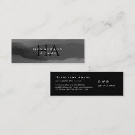 Abstraktes Monogramm mit schwarzem und weißem Wass Mini Visitenkarte