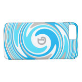 Abstraktes Monogramm mit weißem graublauem Swirl Case-Mate iPhone Hülle (Rückseite (Horizontal))