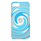 Abstraktes Monogramm mit weißem graublauem Swirl Case-Mate iPhone Hülle (Rückseite)