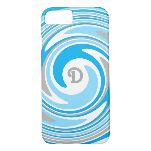 Abstraktes Monogramm mit weißem graublauem Swirl Case-Mate iPhone Hülle (Rückseite)