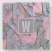 Abstraktes Monogramm personalisiert geometrisch li Steinuntersetzer (Vorderseite)
