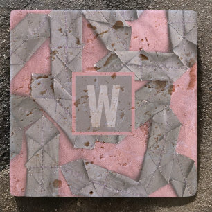 Abstraktes Monogramm personalisiert geometrisch li Steinuntersetzer