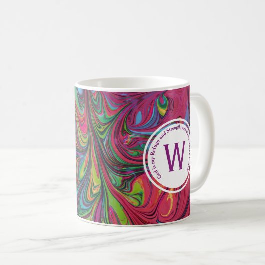 ABSTRAKTES Monogramm-PINK für die FLÜCHTLINGSSTÄRK Kaffeetasse (VorderseiteRechts)