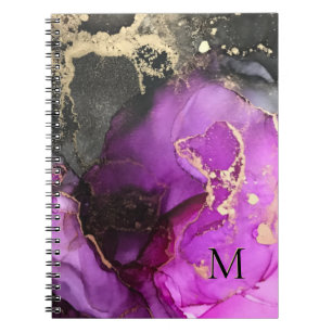 Abstraktes Monogramm Pink Schwarz Gold Alkohol-Tin Notizblock