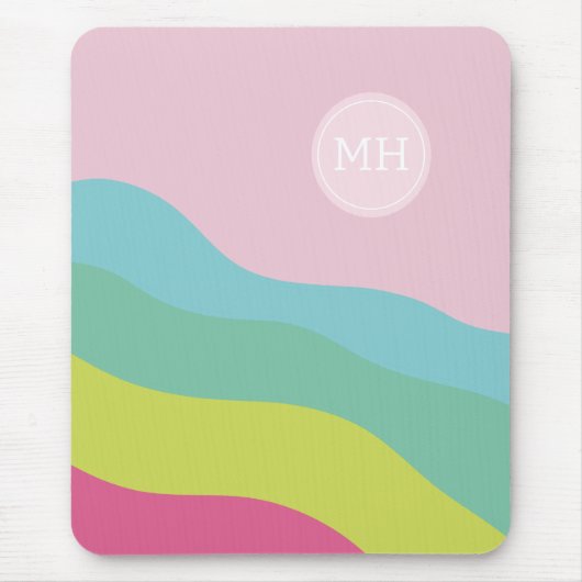 Abstraktes Monogramm Regenbogen trendig farbenfroh Mousepad (Vorne)