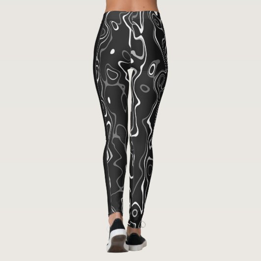 abstraktes Monogramm Schwarz-weißer Damaskus Leggings (Rückseite)