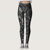 abstraktes Monogramm Schwarz-weißer Damaskus Leggings (Vorderseite)