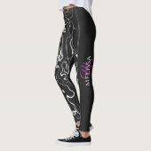 abstraktes Monogramm Schwarz-weißer Damaskus Leggings (Links)