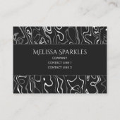 abstraktes Monogramm Schwarz-weißer Damaskus Visitenkarte (Rückseite)