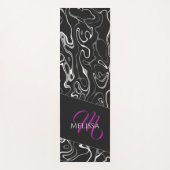 abstraktes Monogramm Schwarz-weißer Damaskus Yogamatte (Vorderseite)