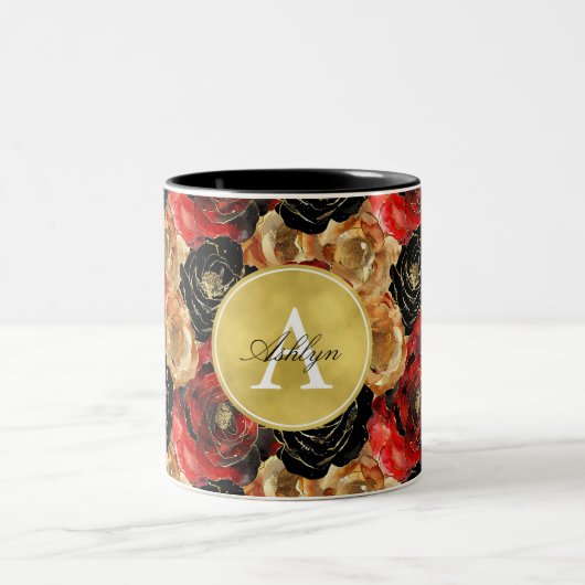 Abstraktes Monogramm Zweifarbige Tasse (Mittel)