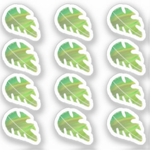 Abstraktes Monstera-Blatt Flüssiggrün Sticker Set