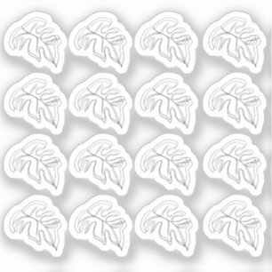 Abstraktes Monstera-Blatt Schwarz Weiß Aufkleber