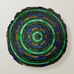 Abstraktes Mosaik-Buntglas Rundes Kissen