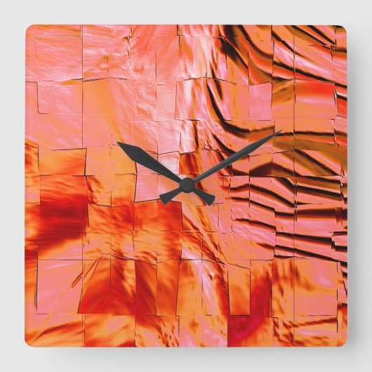 Abstraktes Mosaik, das leicht geschnitzt und Satin Quadratische Wanduhr (Vorderseite)