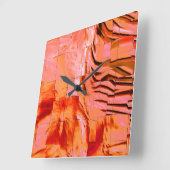 Abstraktes Mosaik, das leicht geschnitzt und Satin Quadratische Wanduhr (Winkel)