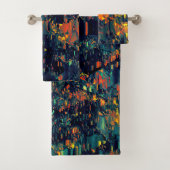 Abstraktes Mosaik eines vertriebenen Lagerfeuers a Badhandtuch Set (Insitu)