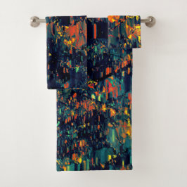 Abstraktes Mosaik eines vertriebenen Lagerfeuers a Badhandtuch Set