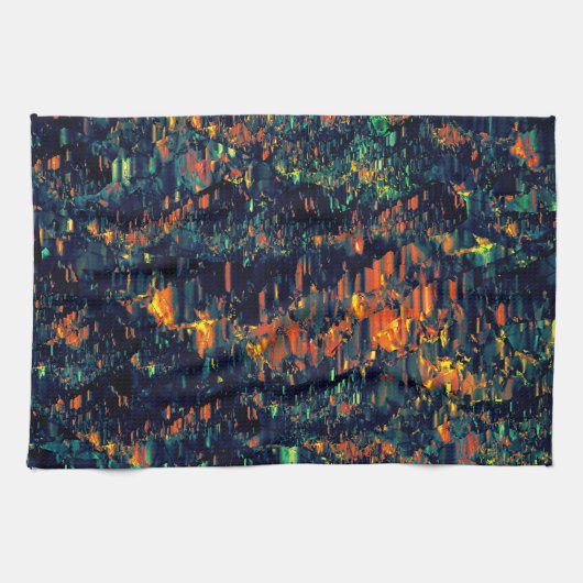 Abstraktes Mosaik eines vertriebenen Lagerfeuers a Geschirrtuch (Horizontal)