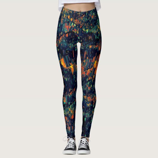 Abstraktes Mosaik eines vertriebenen Lagerfeuers a Leggings (Vorderseite)