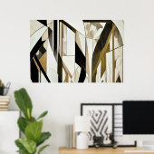 Abstraktes Mosaik Gold und Neutral Poster (Heimbüro)