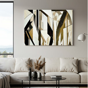 Abstraktes Mosaik Gold und Neutral Poster