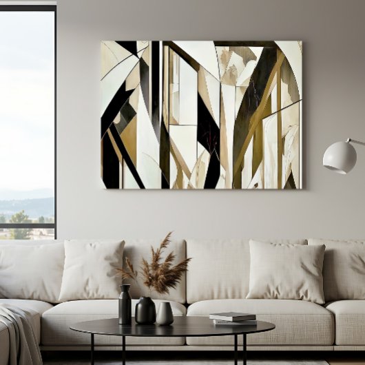 Abstraktes Mosaik Gold und Neutral Poster