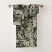 Abstraktes Mosaik in Grautönen Badhandtuch Set (Insitu)