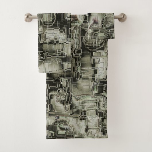 Abstraktes Mosaik in Grautönen Badhandtuch Set (Insitu)