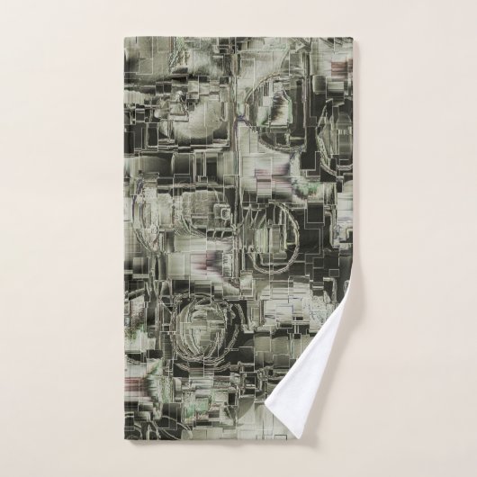 Abstraktes Mosaik in Grautönen Badhandtuch Set (Handtuch)