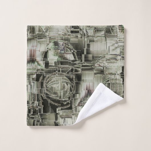 Abstraktes Mosaik in Grautönen Badhandtuch Set (Waschlappen)