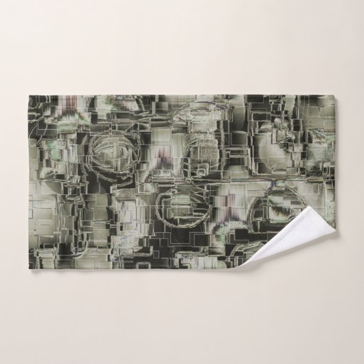 Abstraktes Mosaik in Grautönen Badhandtuch Set (Handtuch)